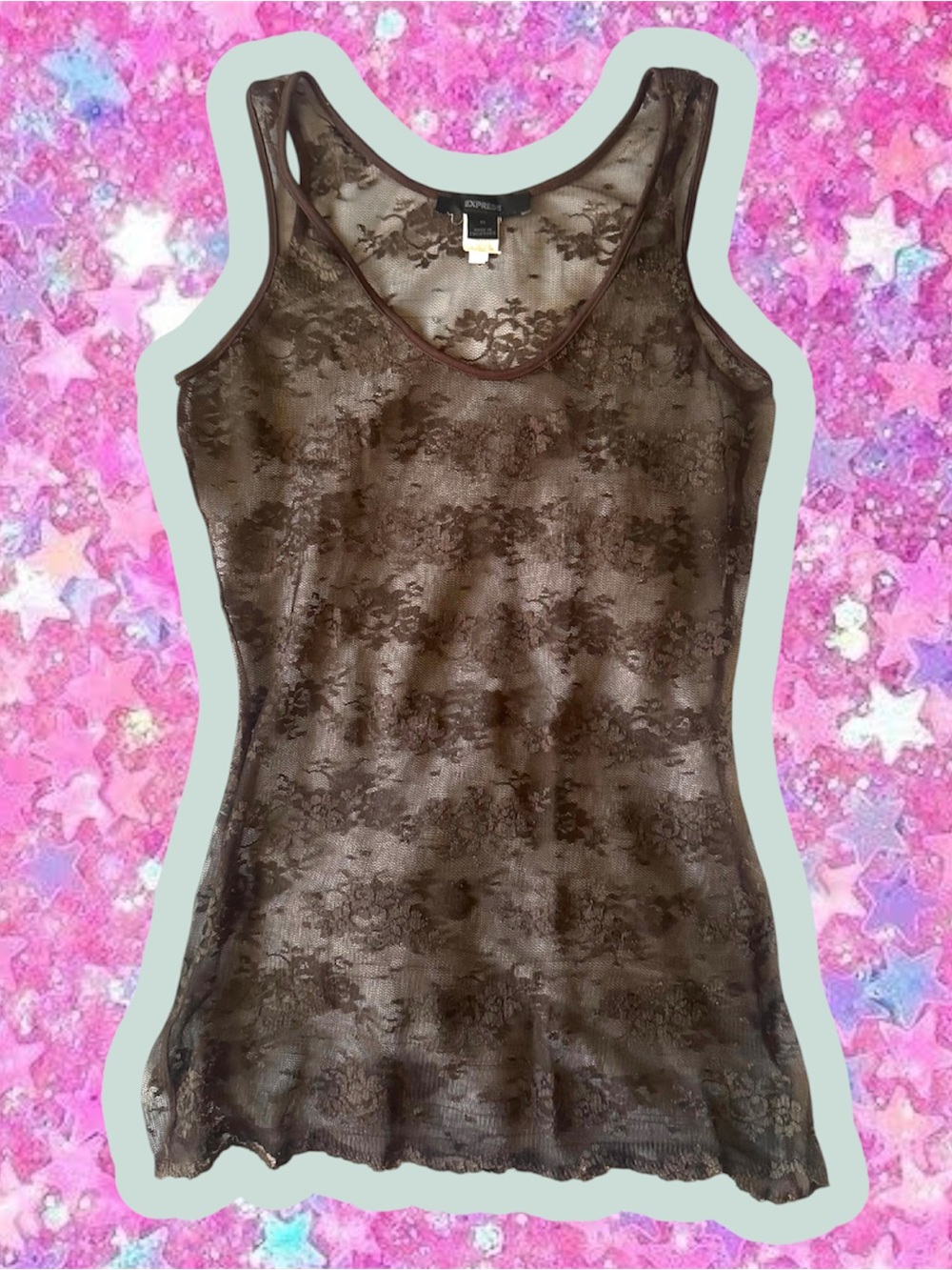 Express vintage y2k sheer lace tank tunic M whimsygoth punk indie sleaze 2000s